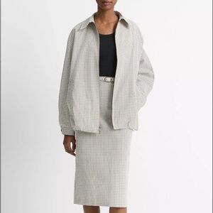 NWT Vince Gardener’s Check Oversized Bomber Jacket, Medium